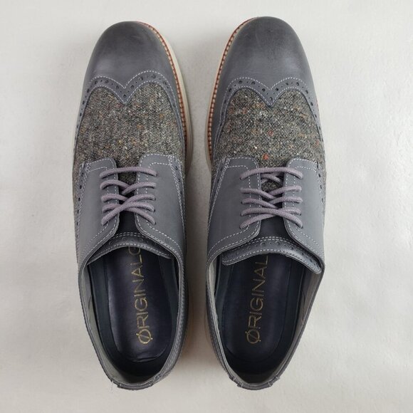 Cole Haan Lunargrand Oxford Mens 11 Gray Leather Wool Wingtip Lace Up Dress Shoe - Picture 7 of 12